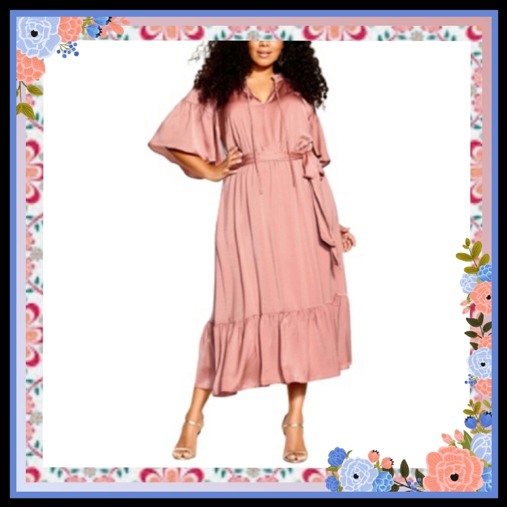 CITY CHIC ☆ SILKY ☆ FELICITY TEA ROSE ☆ MIDI DRESS ☆ NWT